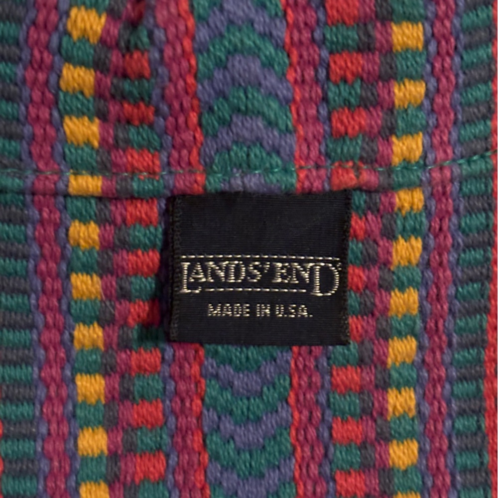 Lands’ End Blue Multicolor Woven Belt With Leather D Ring Buckle Adjustable - Picture 3 of 3